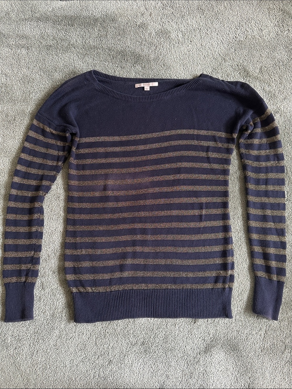 Striped Navy and Gold Lightweight Women's Sweater